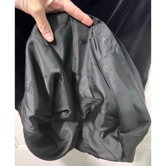 Vintage Auth. Gucci Black Velvet Midi Pencil Skirt Size 46/M - Picture 9 of 9